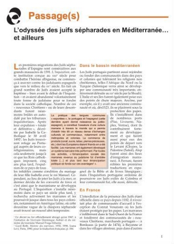Diasporiques : les cahiers du Cercle Gaston-Crémieux N°40-Encart (Déc 2006)